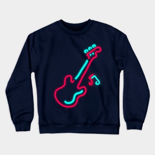 80's Gift 80s Retro Neon Sign Electric Guitar Music Crewneck Sweatshirt